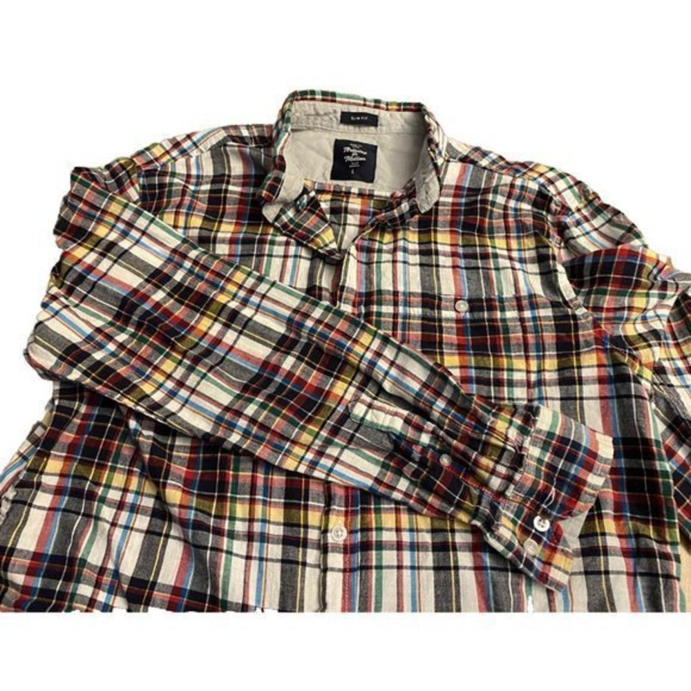 Artistry In Motion Long Sleeve Button‎ Down Shirt Multicolor Plaid Size Large